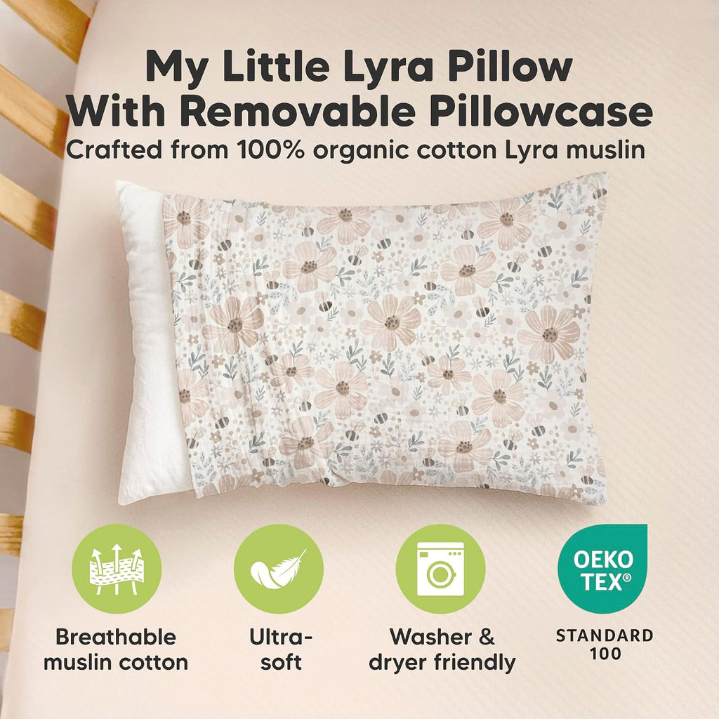 KeaBabies Toddler Pillow with Pillowcase – 13x18 Soft, Breathable Organic Cotton Muslin Kids Pillow for Sleeping, Travel, Preschool Nap…