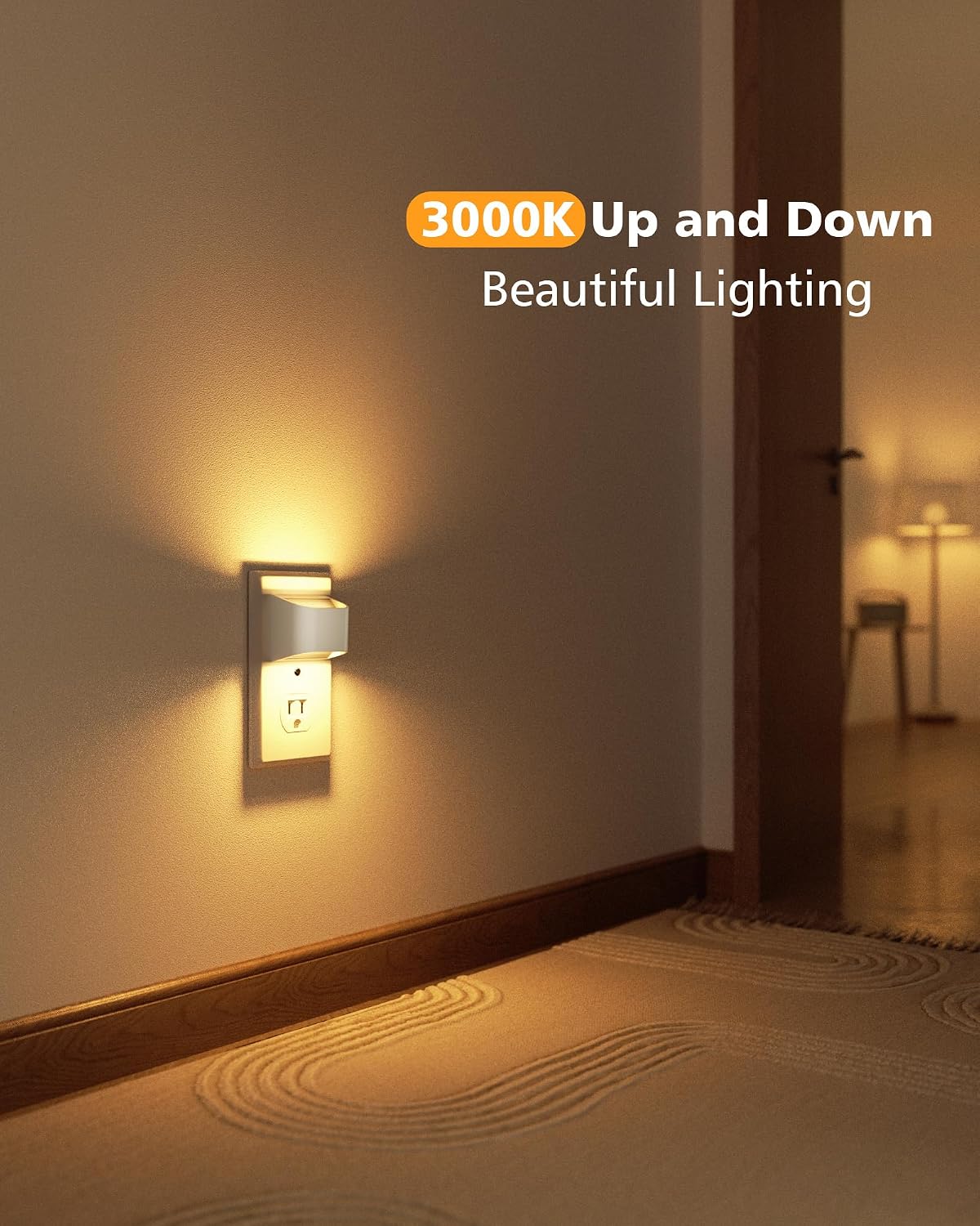 VOLISUN Night Lights Plug into Wall, 4 Pack Up and Down LED Night Light with Dusk to Dawn Light Sensor, 3000K Warm White Nightlight for…