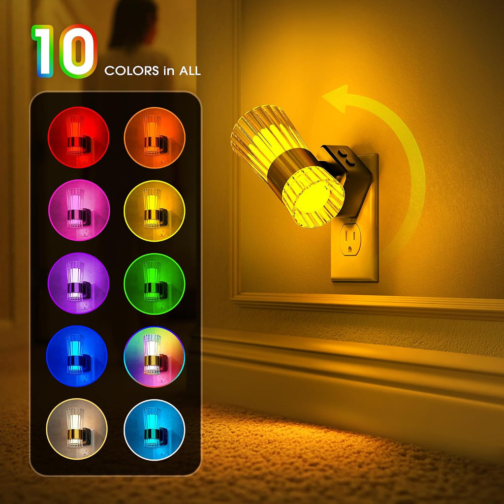 Briignite Night Light, Night Lights Plug into Wall, RGB Color LED NightLight with Dusk to Dawn Sensor, 180° Rotating Night Lights…
