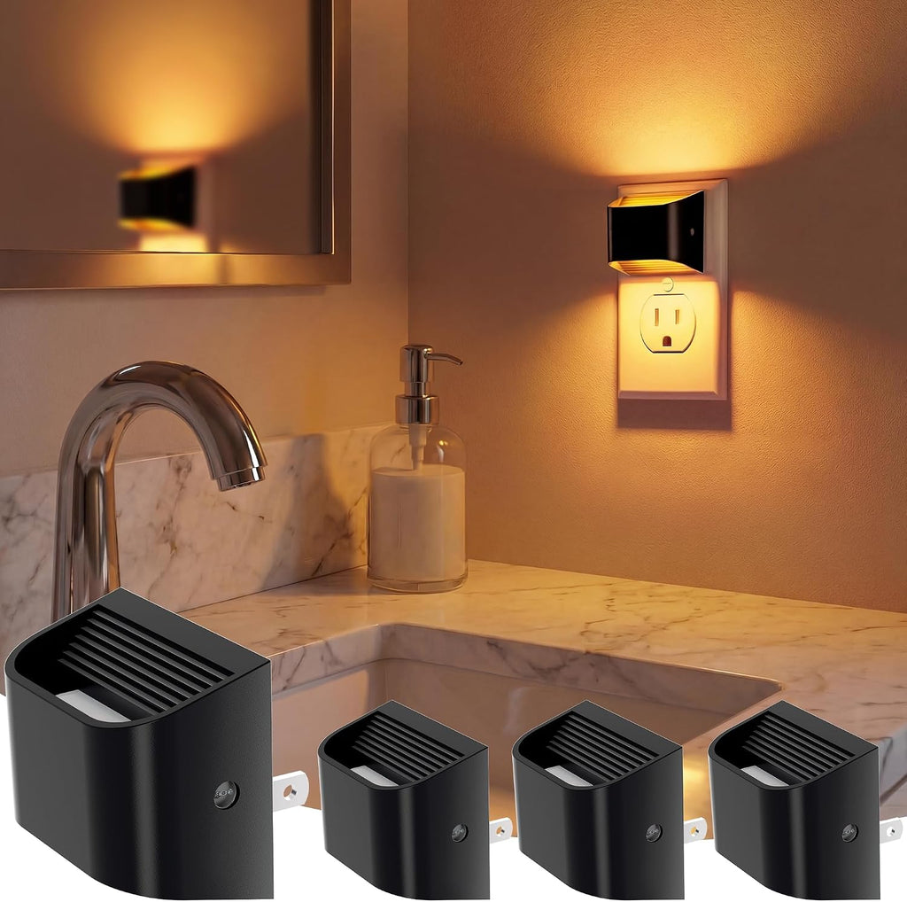Volisun Amber Night Light, 4 Pack Up and Down LED Night Light with Dusk to Dawn Light Sensor, 1800K Night Lights Plug into Wall for Hallway…