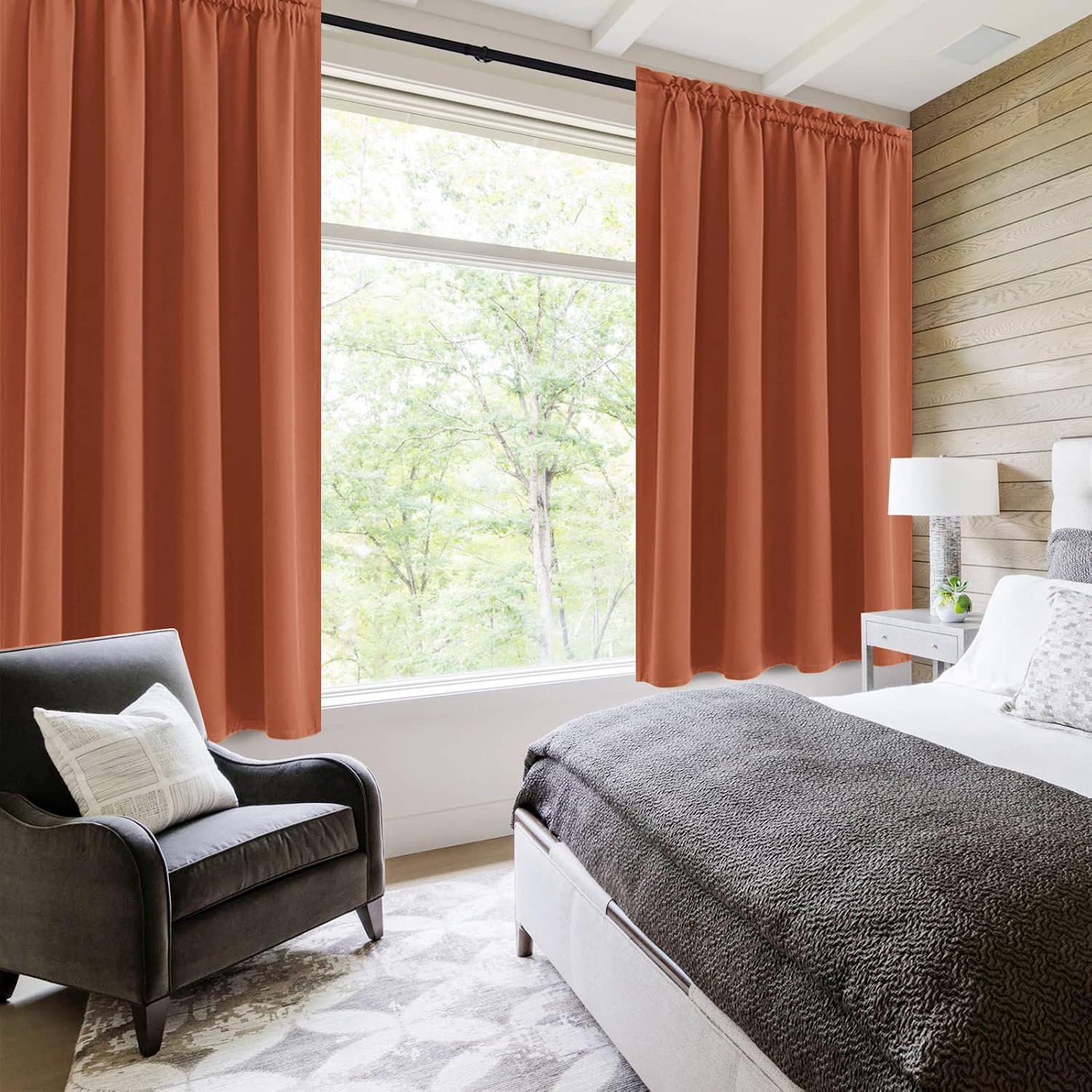 DWCN Blackout Curtains Thermal Insulated, Energy Saving & Noise Reducing Bedroom and Living Room Curtains, Burnt Ochre, W 52x L 54 Inch…