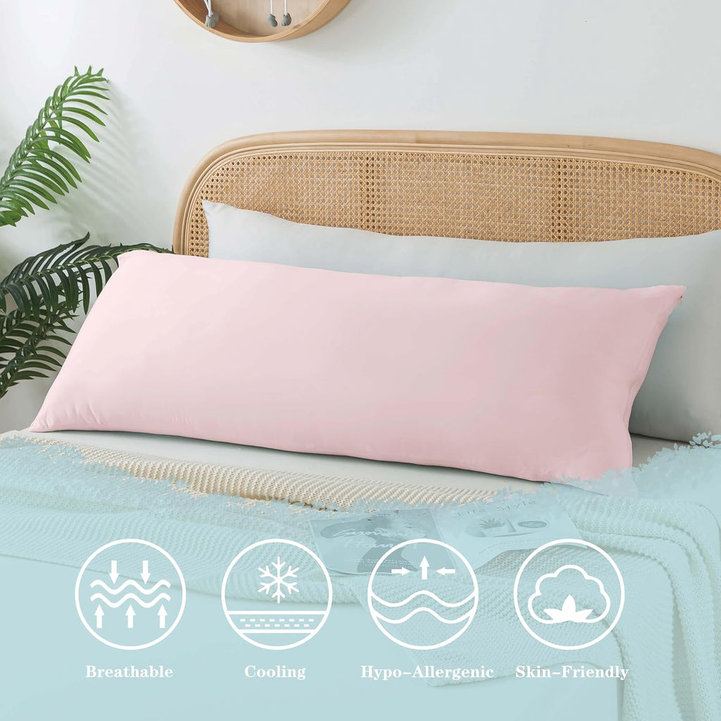 WhatsBedding Memory Foam Body Pillow with Zippered Cooling Cover, Full Body Pillow for Adults, Long Pillow for Sleeping, Fluffy…