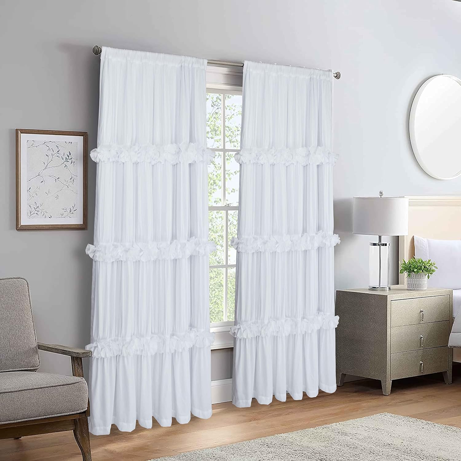 Homechoice Decor Thermal Insulated Blackout Window Curtains, 54" W x 84" L x 2 Panels, Boho Ruched Window Treatments with 3 Rows of…
