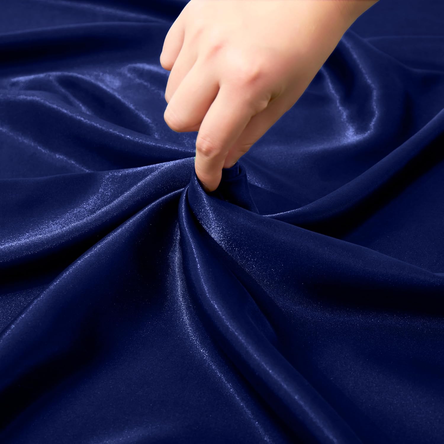 VACVELT 4pcs Navy Blue Satin Sheets Queen Size Bed Set, 15 Inch Deep Pocket Silky Satin Sheet Set, Soft Satin Bedding Set Cooling &…