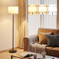 Ambimall Modern Standing Floor Lamp for Living Room & Bedroom with 3 Color Temperatures Bulb & Pull Chain Switch, 60" Tall with Beige…