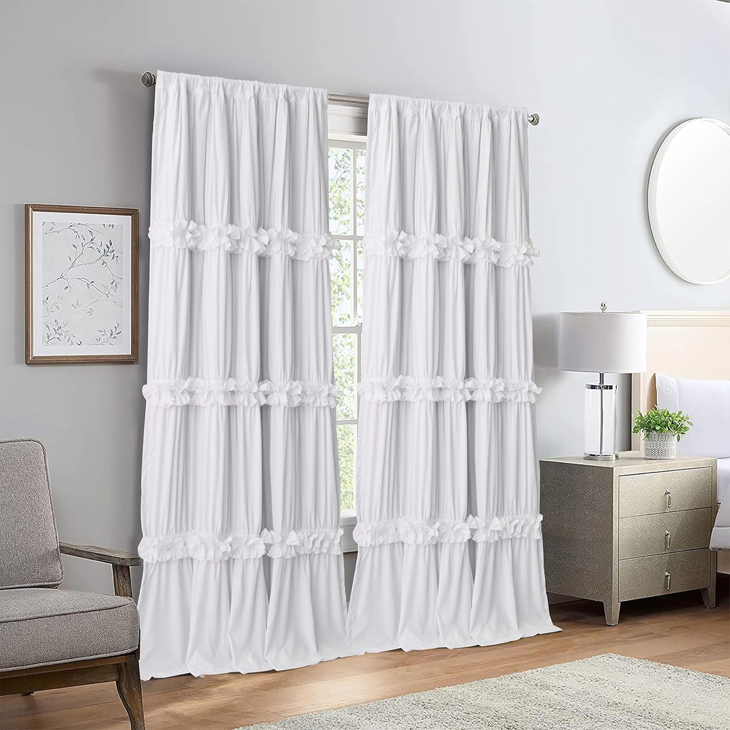Homechoice Decor Thermal Insulated Blackout Window Curtains, 52" W x 96" L x 2 Panels, Boho Ruched Window Treatments with 3 Rows of…