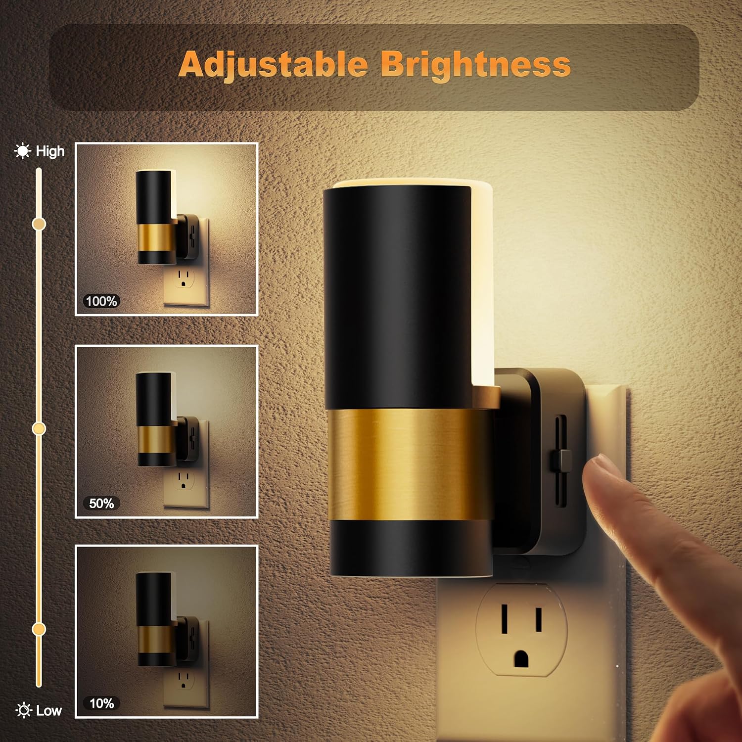 JandCase Plug in Night Light, Rotating Night Light with Dusk to Dawn Sensor, Dimmable 0-100LM Adjustable Brightness, 360°Rotatable, LED…