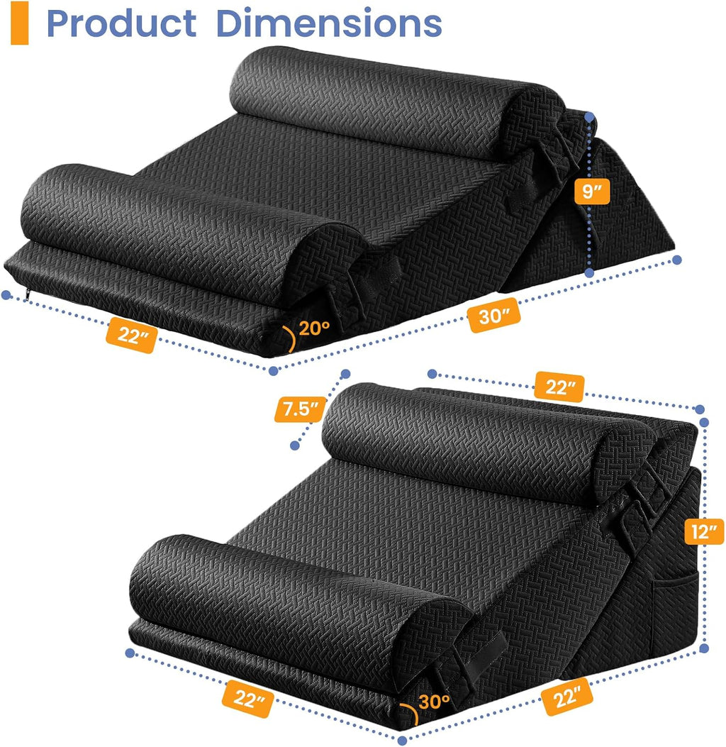 Sasttie Wedge Pillow Set for After Surgery, 3PCS Adjustable Bed Wedge Pillow Headboard with Memory Foam Neck Cushion – for Acid Reflux, Sle…