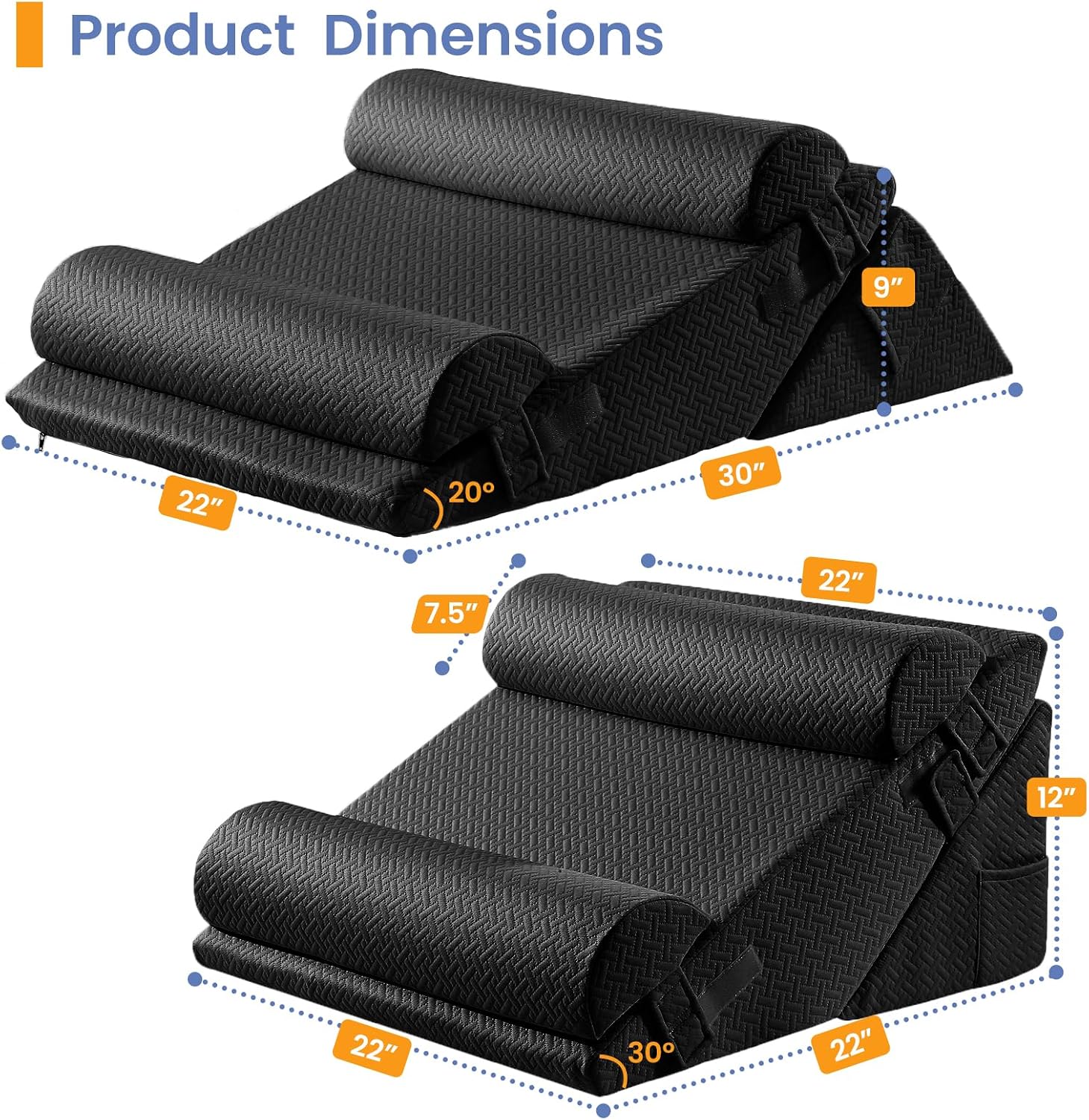 Sasttie Wedge Pillow Set for After Surgery, 3PCS Adjustable Bed Wedge Pillow Headboard with Memory Foam Neck Cushion – for Acid Reflux, Sle…