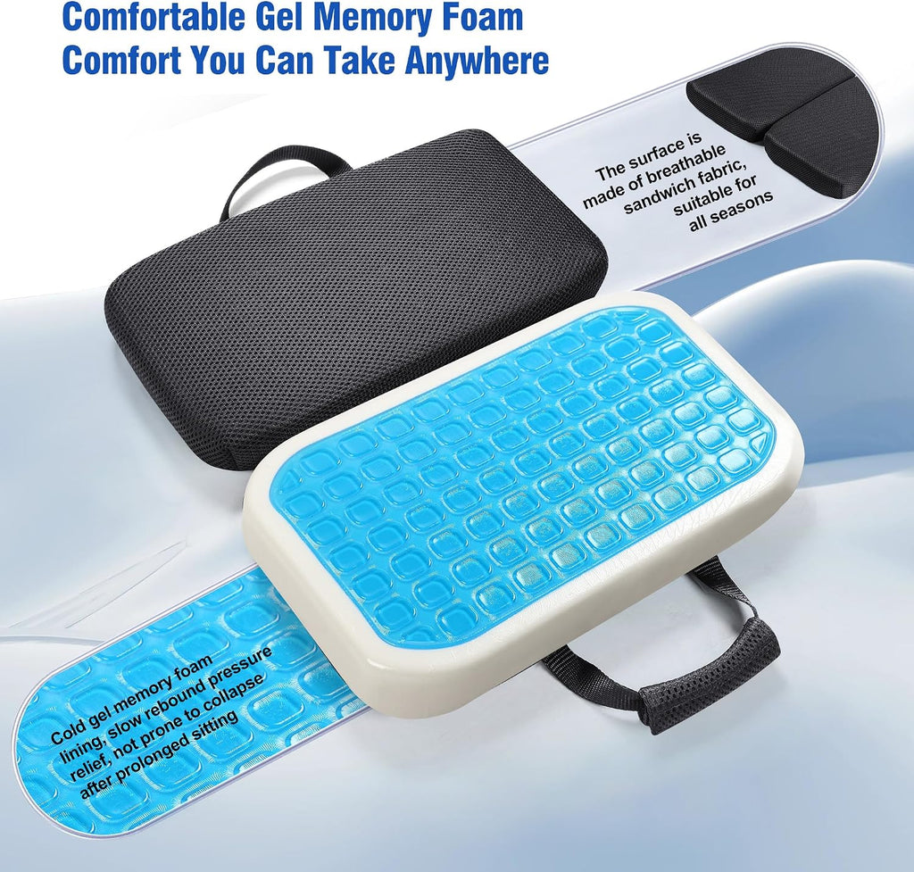 Gel Memory Foam Seat Cushion with Washable Cover Non-Slip Thick Chair Cushion with Portable Handle & Storage Pocket Adjustable Chair Pad…