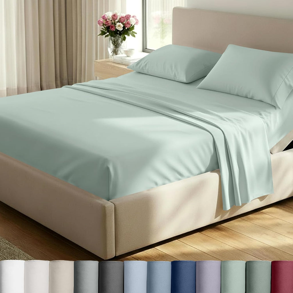 CaliforniaDesignDen CALIFORNIA DESIGN DEN Authentic Soft Split King Sheets, 800 Sateen 100% Cotton, Cooling Than Egyptian Cotton Sheets, Sp…