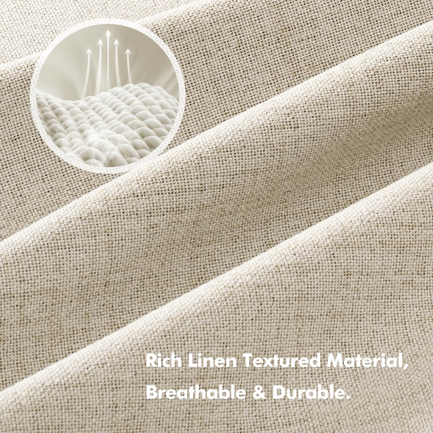 Miulee 100% Blackout Linen Curtains for Bedroom, Cream Solid Luxury Decor Thermal Insulation Room Darkening Drapes for Living Room Nursery…
