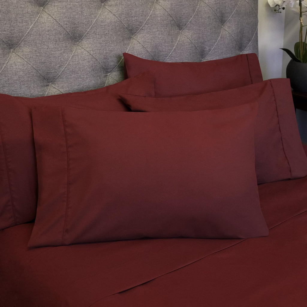 Queen Sheets Burgundy - 6 Piece 1500 Supreme Collection Fine Brushed Microfiber Deep Pocket Queen Sheet Set Bedding - 2 Extra Pillow…