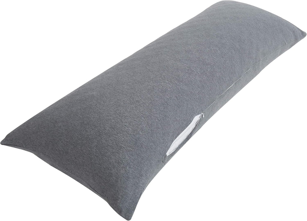 Oubonun 100% Jersey Cotton Body Pillow Cover with Zipper - Luxury Soft Removable Pillow Case - Long Fuzzy - Knitted (Grey, 21"X54") Cotton…