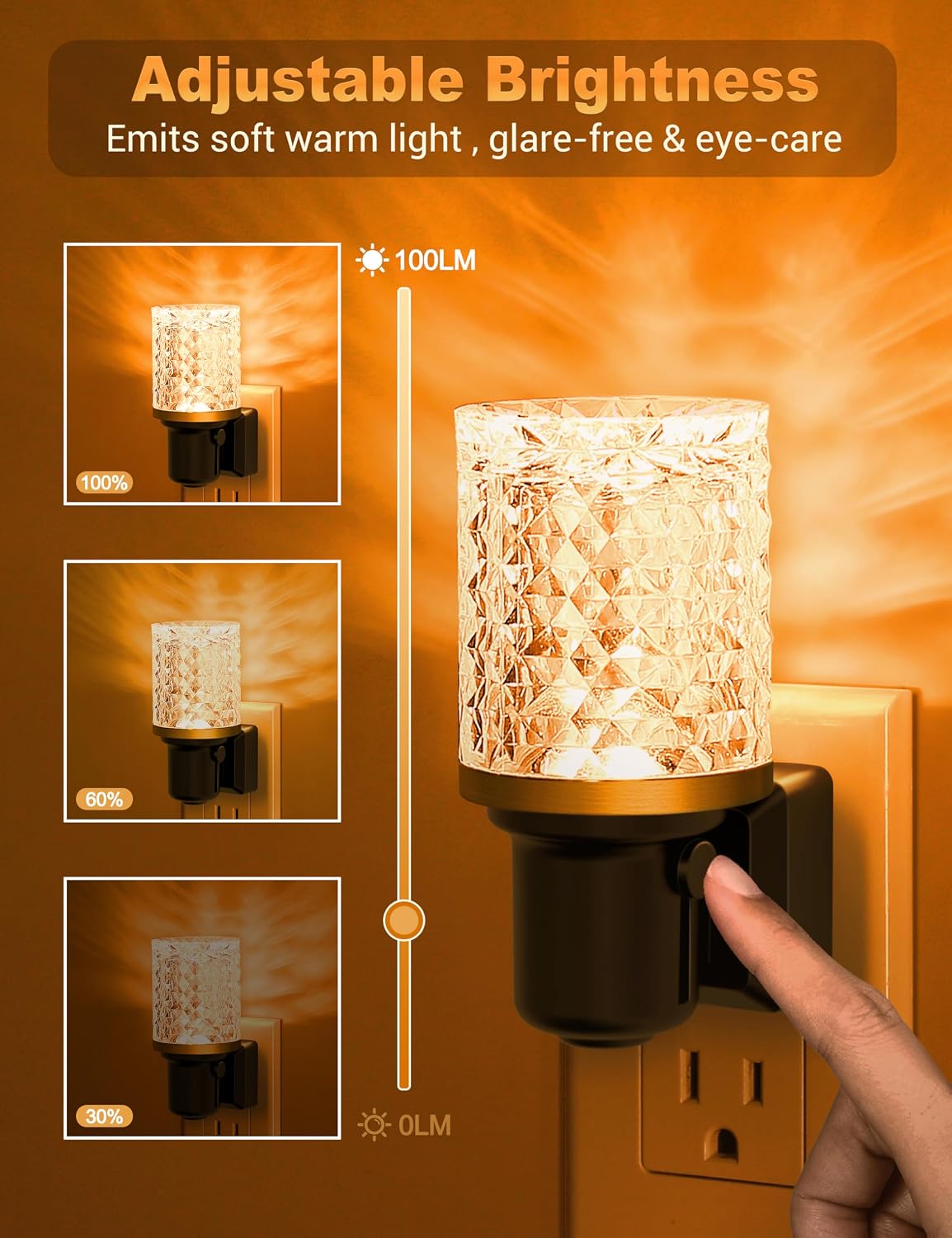JandCase LED Night Light Amber, Dimmable Night Lights Plug into Wall, Modern Nightlight with Auto On Off Light Sensor, Amber Night Light…