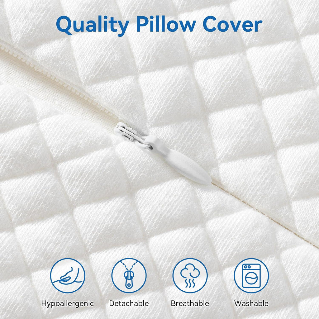 Ergonomic Memory Foam Pillow with Washable Zippered Soft Cover Contour Cervical pillows for Neck Pain and Side Sleeper Back Support…