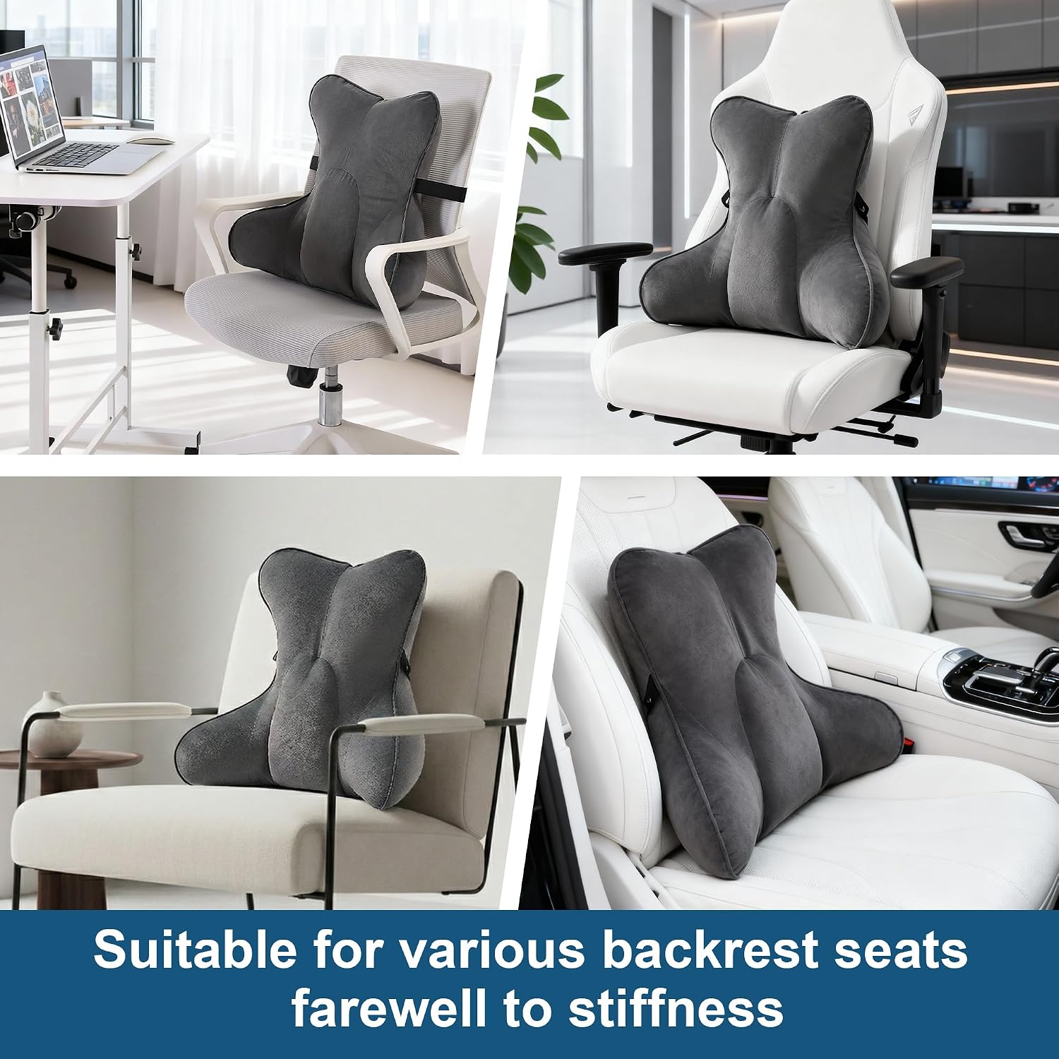 Lumbar Support Pillow (Pat. Pend) for Office Chair, Couch, Recliner & Car Seat, Ergonomic Back Support for Lower Back Comfort, with…