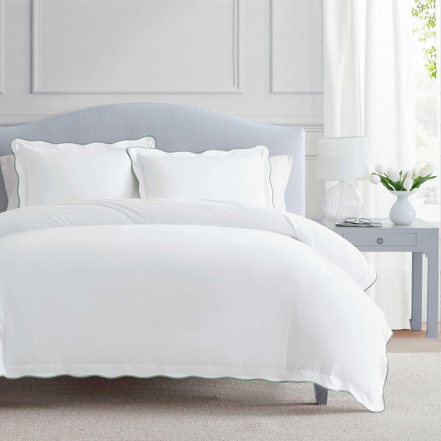 MarthaStewart Martha Stewart - King Duvet Cover Set, 100% Soft Cotton Bed Set with a Smooth Cotton Percale Reverse, 3 Piece Bedding with Ma…