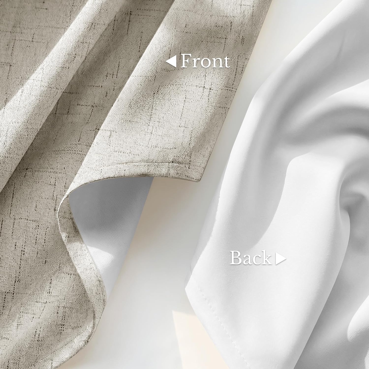 Nicetown 100% Blackout Linen Curtains Beige 90 inch Curtains for Bedroom, White Liner Composite Grommet Thermal Drapes Home Decor Window Tr…
