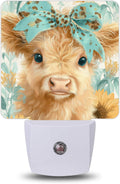 Highland Cow Calf Night Lights Plug into Wall, Night Light for Bedroom Bathroom Hallway Kitchen, Auto Dusk to Dawn Sensor Decorative Gift…