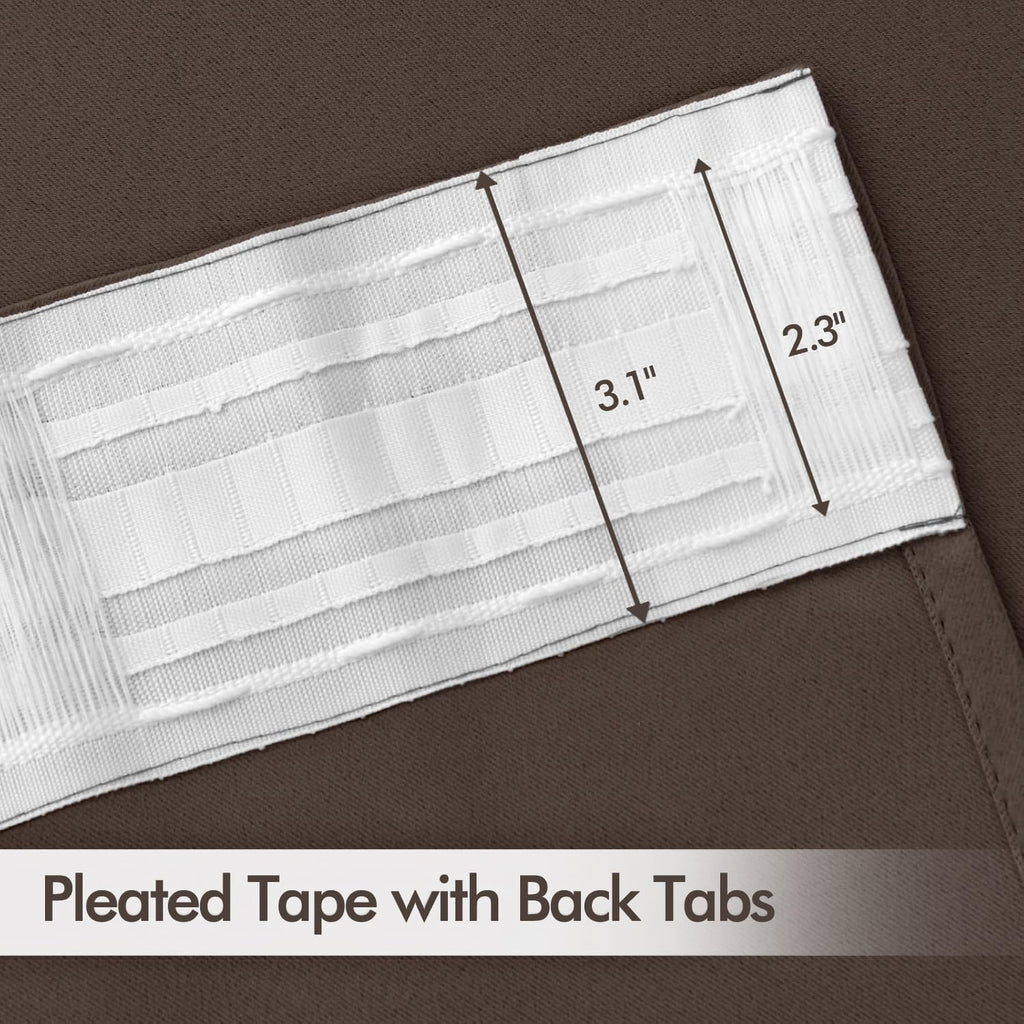 Miulee Chocolate Brown Back Tab Blackout Curtains 108 Inch Long 2 Panels Set for Bedroom, Rod Pocket/Pinch Pleat Extra Long Thermal Insulat…