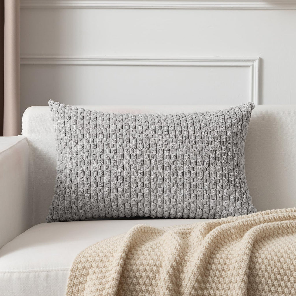KevinTextile Kevin Textile 14x22 Inch Pillow Cover 1 Pack Boho Decorative Soft Striped Corduroy Lumbar Farmhouse Solid Color Accent Rectang…