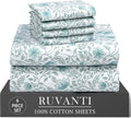 Ruvanti 100% Cotton Percale Sheets King Size 6 Piece Set, Cooling Bed Sheets for Hot Sleepers, Deep Pocket 16”, Breathable Lightweight & Du…