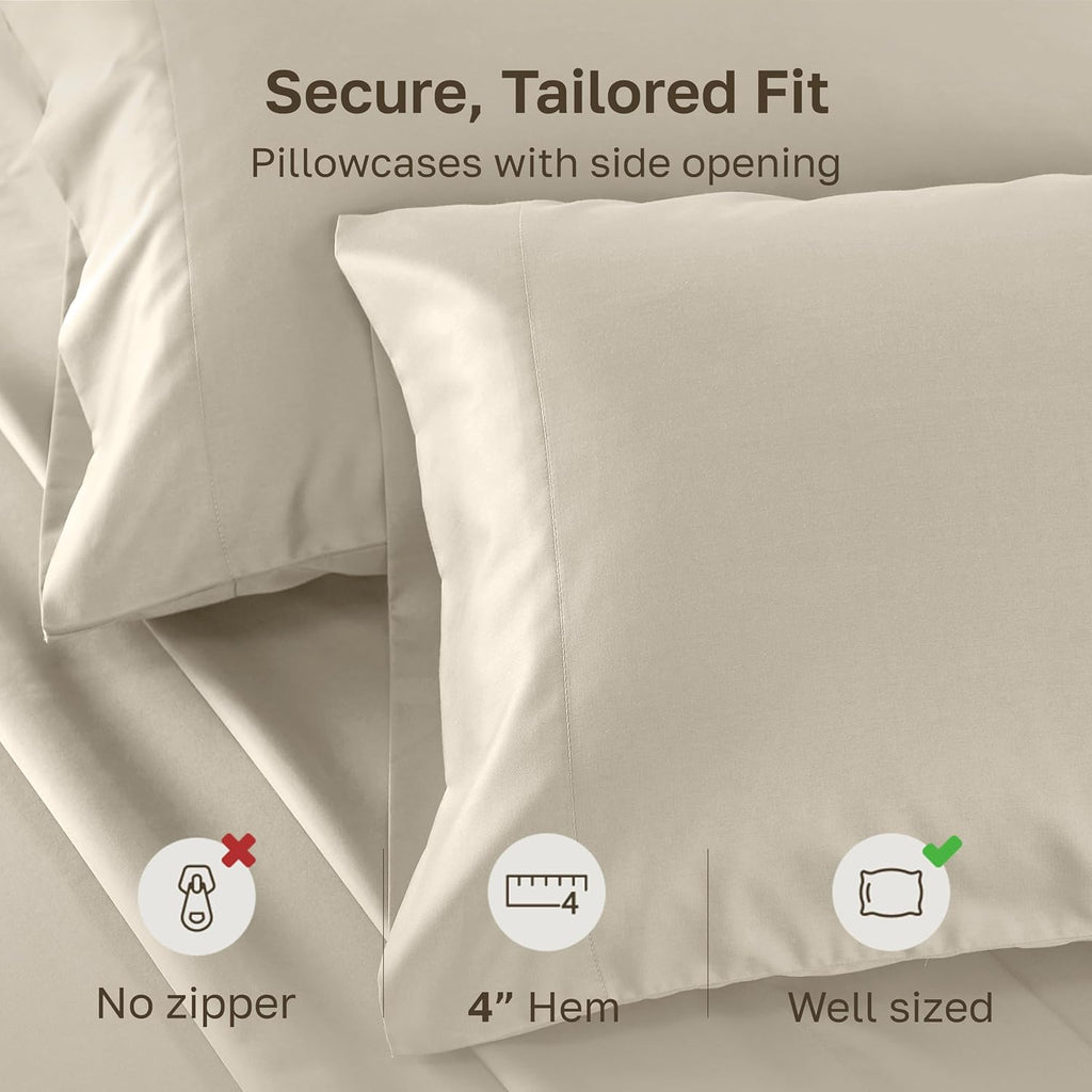 California Design Den Standard/Queen Pillow Cases Set of 2-500 Thread Count Sateen, Natural 100% Cotton Pillowcases, Soft, Silky and…
