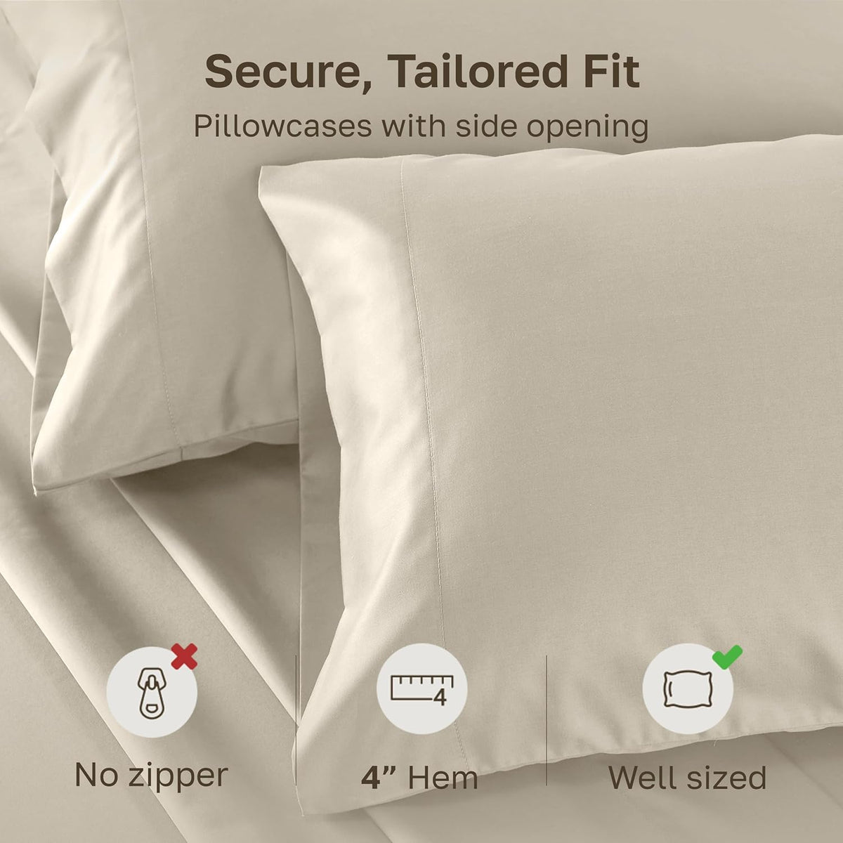 California Design Den King Pillow Cases Set of 2-500 Thread Count Sateen, Natural 100% Cotton King Pillowcases, Soft, Silky and Durable…