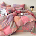 mixinni 100% Cotton Double Layer Yarn Duvet Cover Set, Vintage Patchwork Floral Jacquard Textured Comforter Cover, Reversible Boho Bedding…