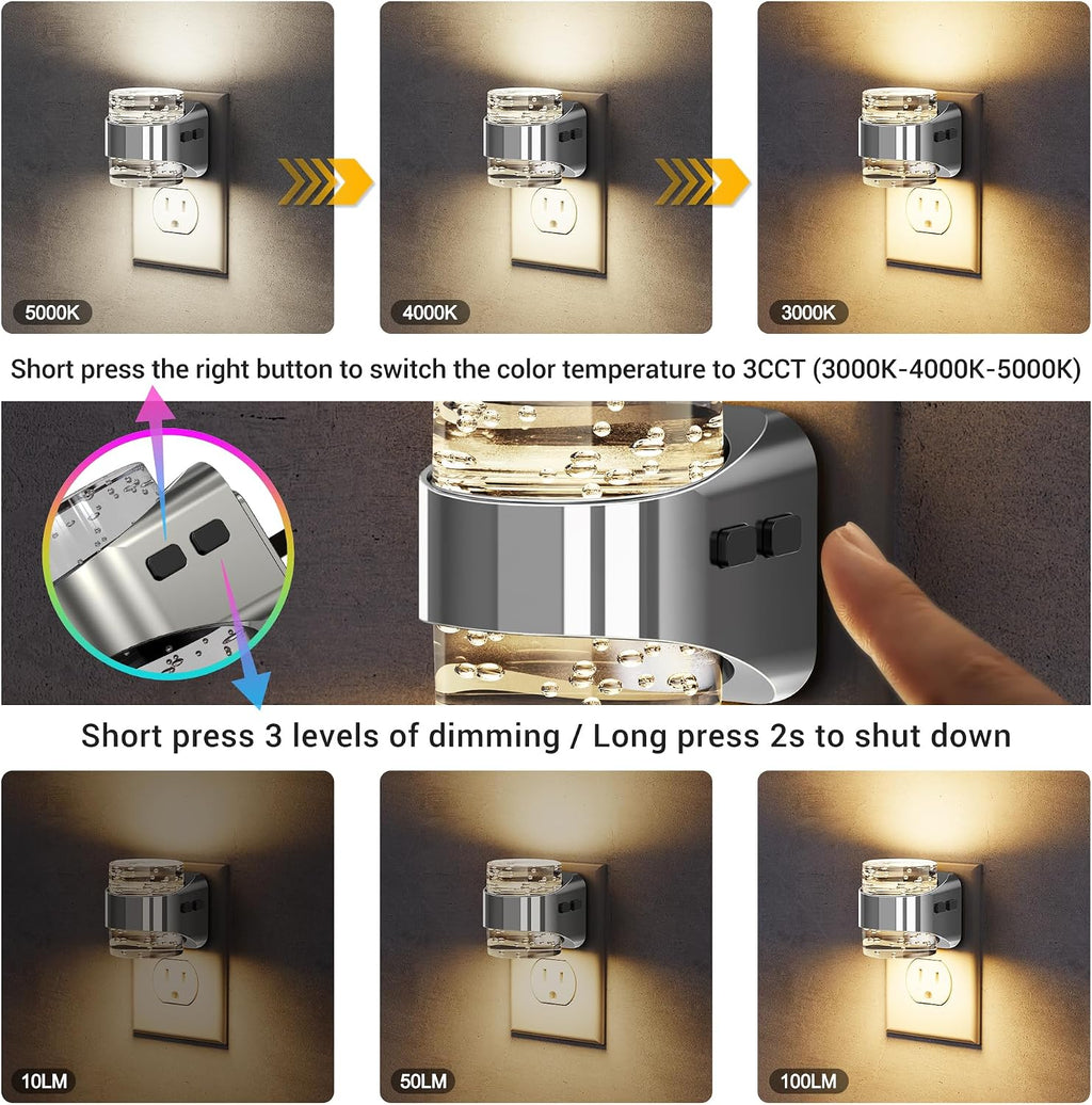 JandCase LED Night Light, Bubble Night Lights Plug into Wall, [2 Pack]Night Light3000K/4000K/5000K & 3 Brightness Levels, Dimmable…