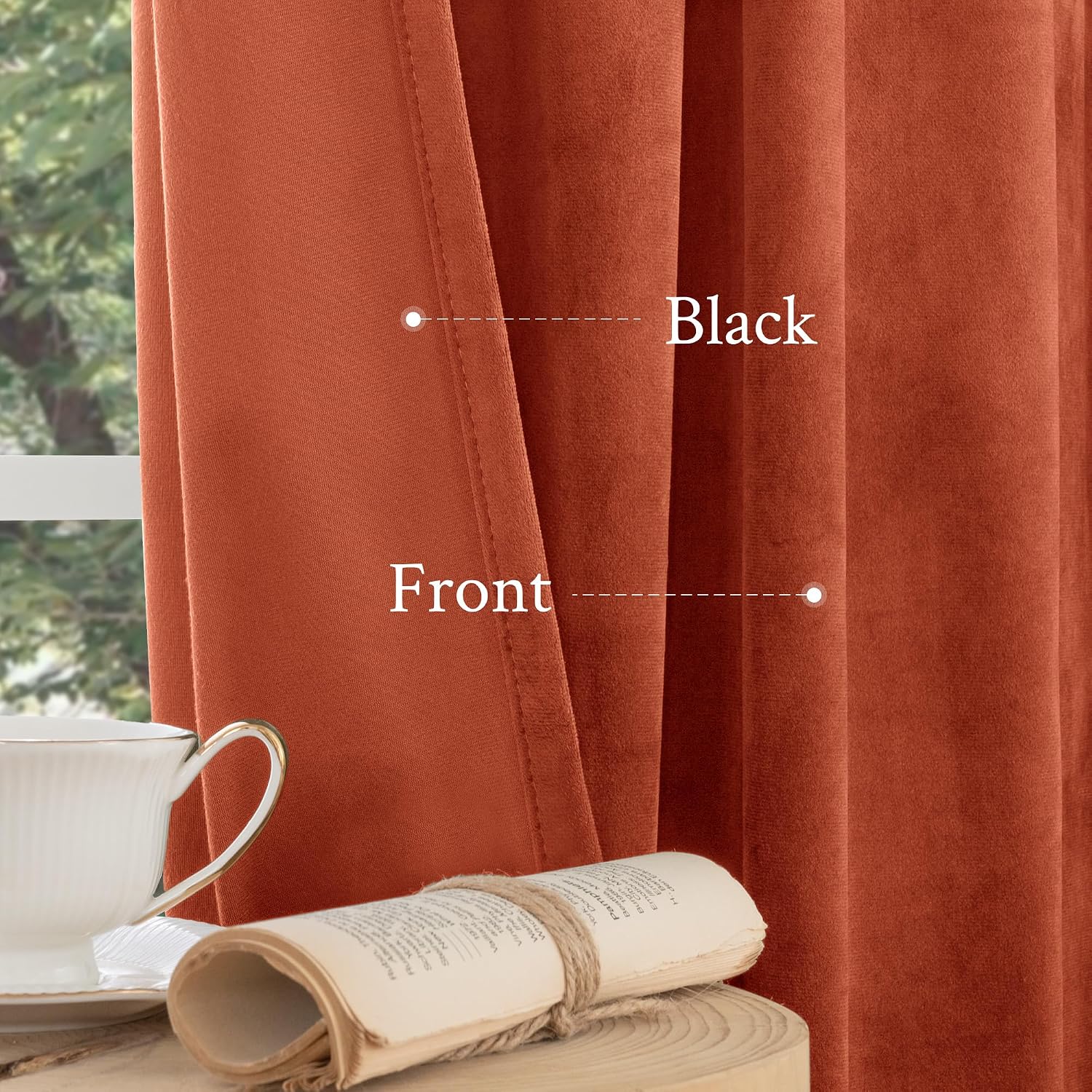 Lamit Terracotta Velvet Curtains 80 Inch for Bedroom, Rust Fall Decor Room Darkening Panels for Farmhouse Thermal Noise Reducing Living Roo…