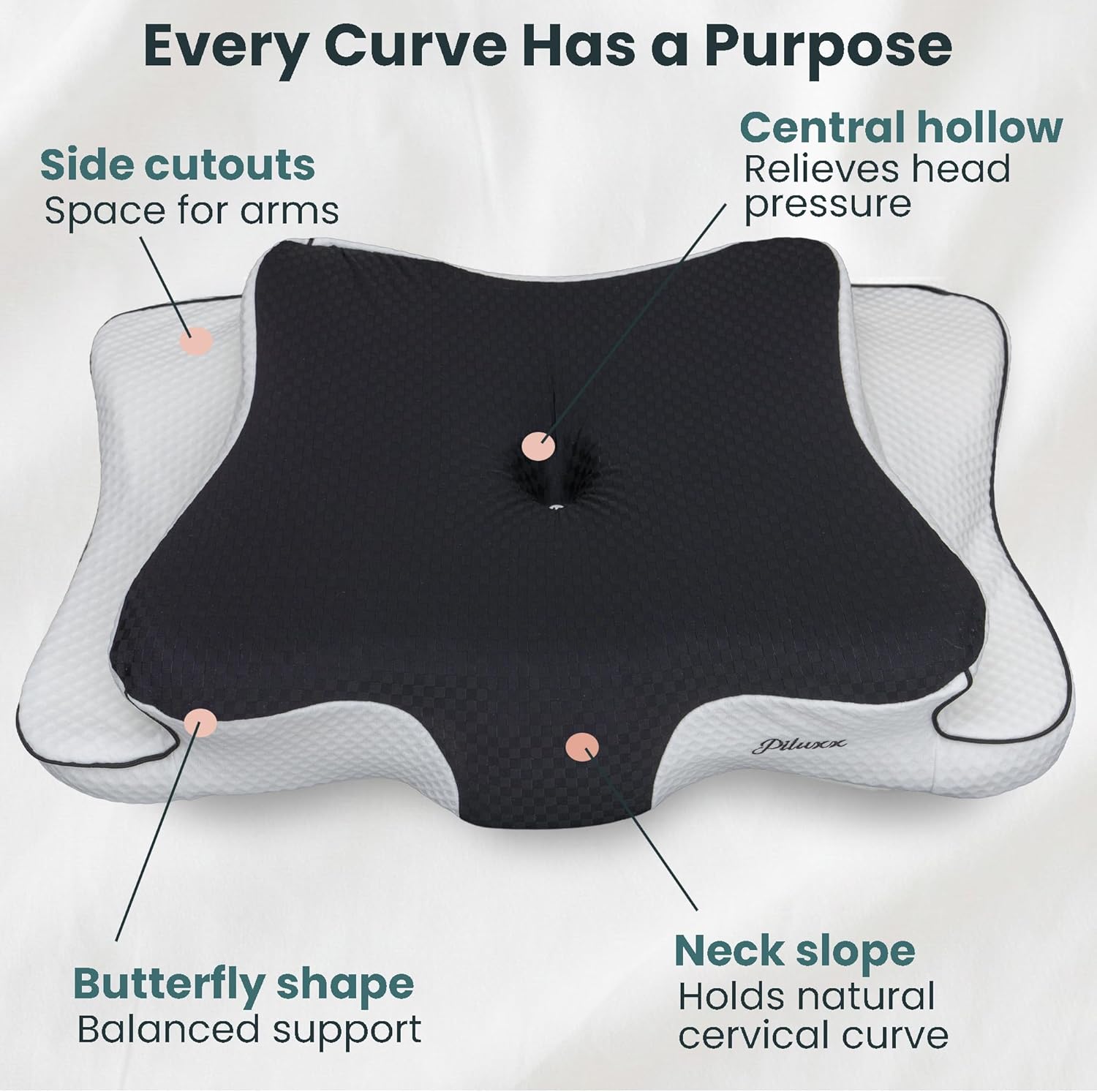 piluxx Cervical Neck Pillow for Sleeping – Cooling Memory Foam Cervical Pillow for Side Sleepers and Back Sleepers – Contour Ergonom…