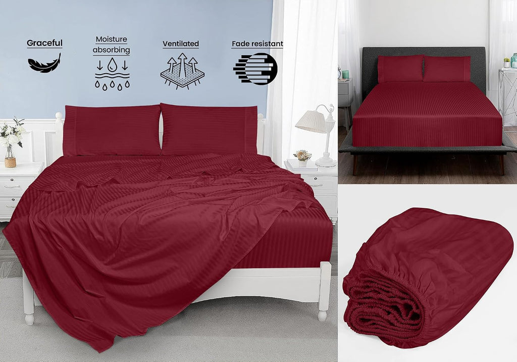 Royalelinens ROYALE LINENS 300 Thread Count 100% Long Staple Combed Cotton Sheet Set - 4 Piece King Bed Sheets - 1 Fitted, 1 Flat & 2 Pillo…