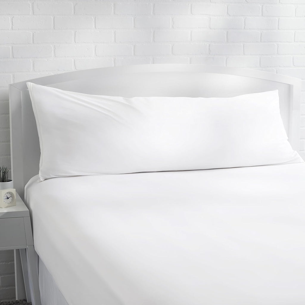 Amazon Basics Hypoallergenic Protector Cover Pillowcases - 21 x 55 Inches, Body Size, White, Pillows Not Included