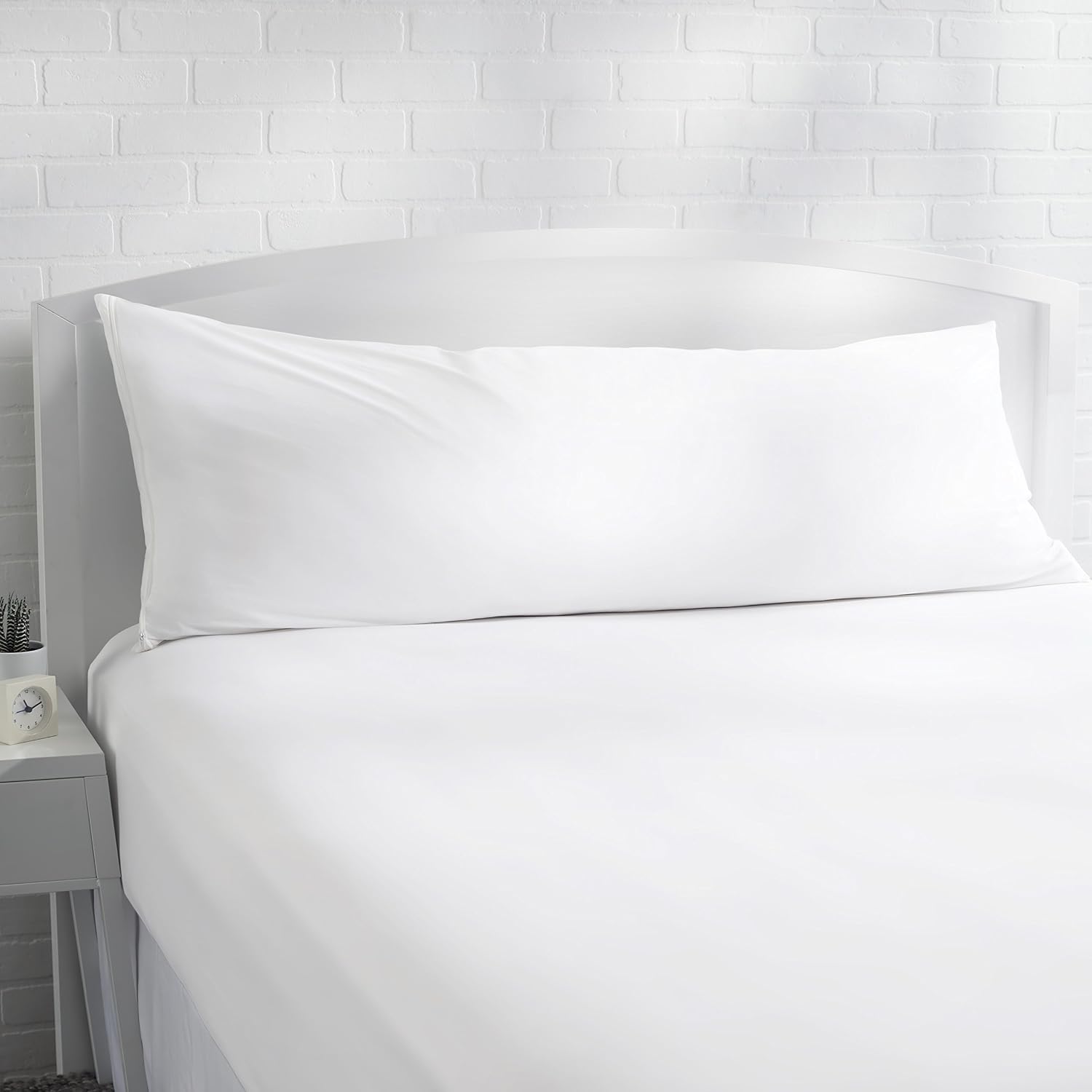 Amazon Basics Hypoallergenic Protector Cover Pillowcases - 21 x 55 Inches, Body Size, White, Pillows Not Included