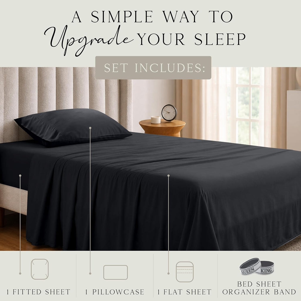 KARISSA MAE Pure Viscose from Bamboo Twin Size Sheet Set | 100% FSC Certified | Luxuriously Soft | Cooling | 18" Deep Pocket w/Corner…