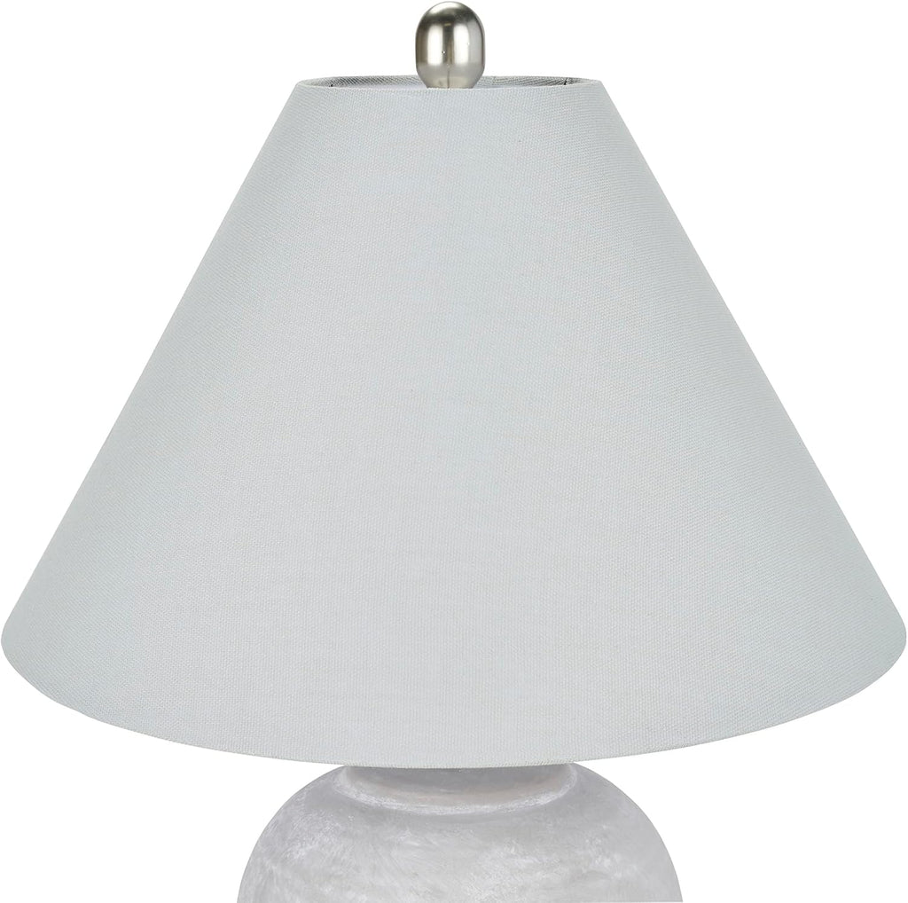 Nourison Home 23" Grey Vintage Distressed Ceramic Pot Table Lamp for Bedroom, Living Room, End Table, with Grey Conical Empire Shade