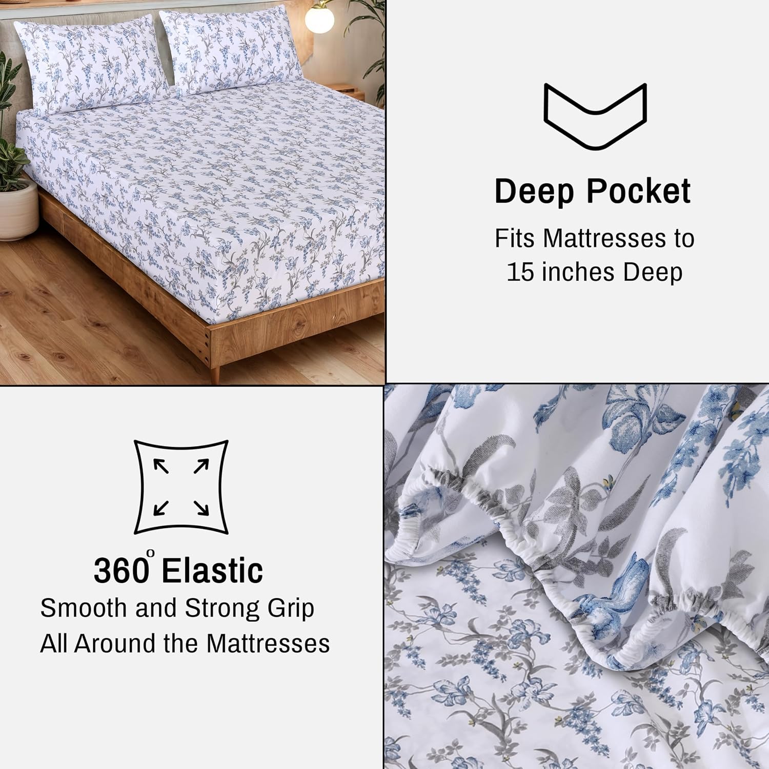 Ruvanti 100% Cotton Organic Percale Sheets Full Size – Crisp Cooling Bed Sheets for Hot Sleepers, Deep Pocket 15”, Soft Peach Finish, Breat…