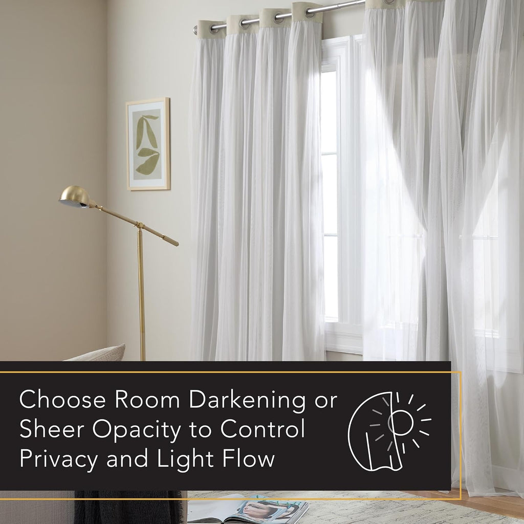 TOWN & COUNTRY LUXE Talia Double Layer Indoor Curtains, Sheer and Room Darkening Blackout, Grommet Top, Energy Efficient, 2-Pack Set…