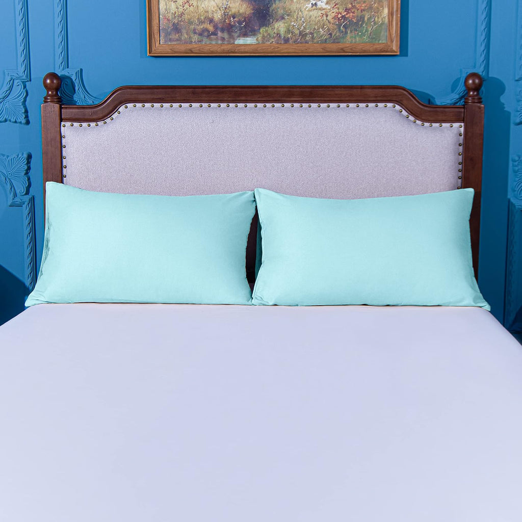 Ntbay King Pillowcase Set - 2 Pack Brushed Microfiber 20x40 Pillowcases - Soft, Wrinkle-Free, Fade-Resistant, Stain-Resistant, Aqua Pillowc…