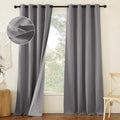 NICETOWN Grey Long Faux Linen Full Shade Panels, 52" Wide x 95" Long, Pair of Thermal Insulated & Energy Efficiency Blackout Curtains for…