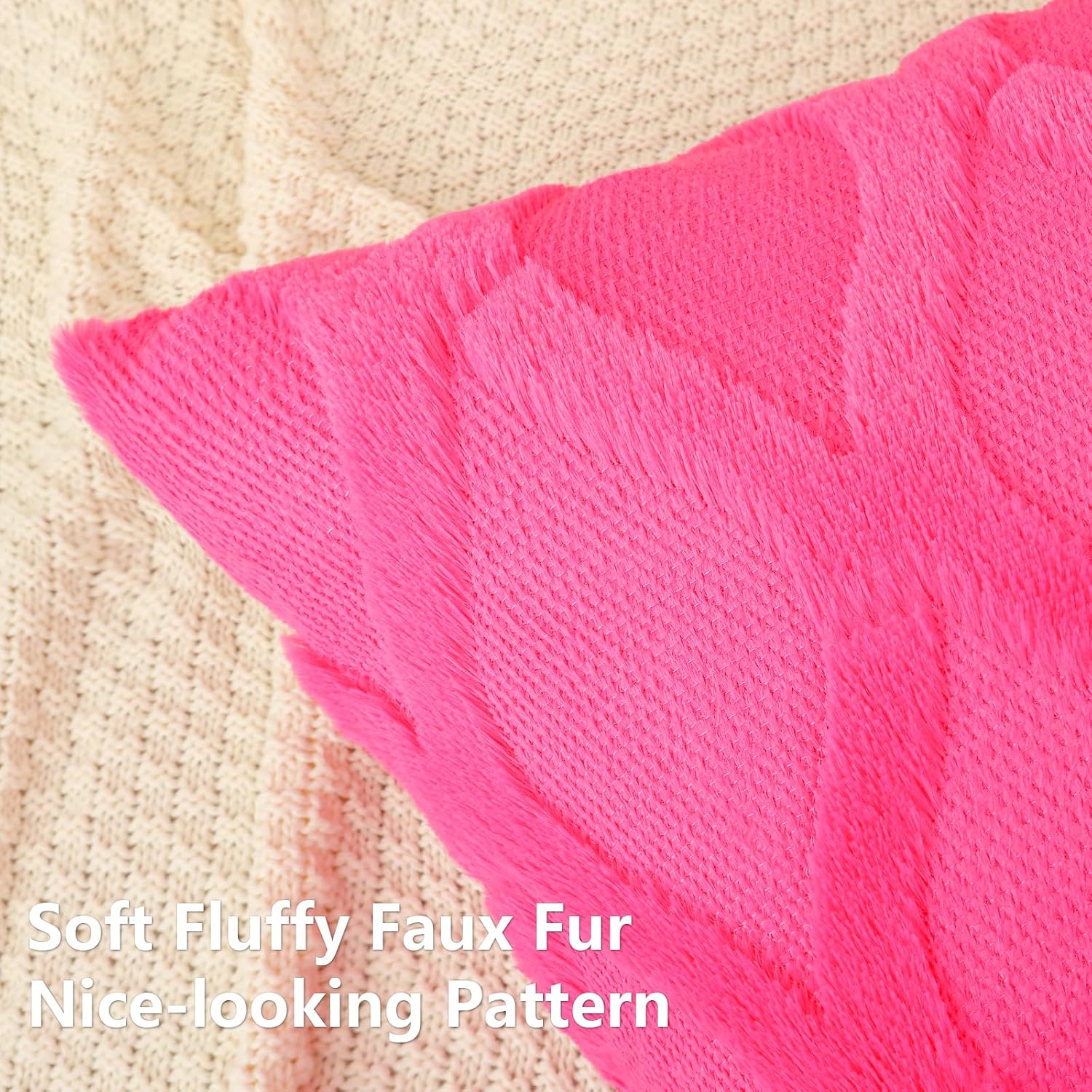 decorUhome Summer Throw Pillow Covers 16x16 Inch Set of 2, Soft Plush Faux Fur Wool Hot Pink Accent Couch Pillow Covers for Modern Farmhous…