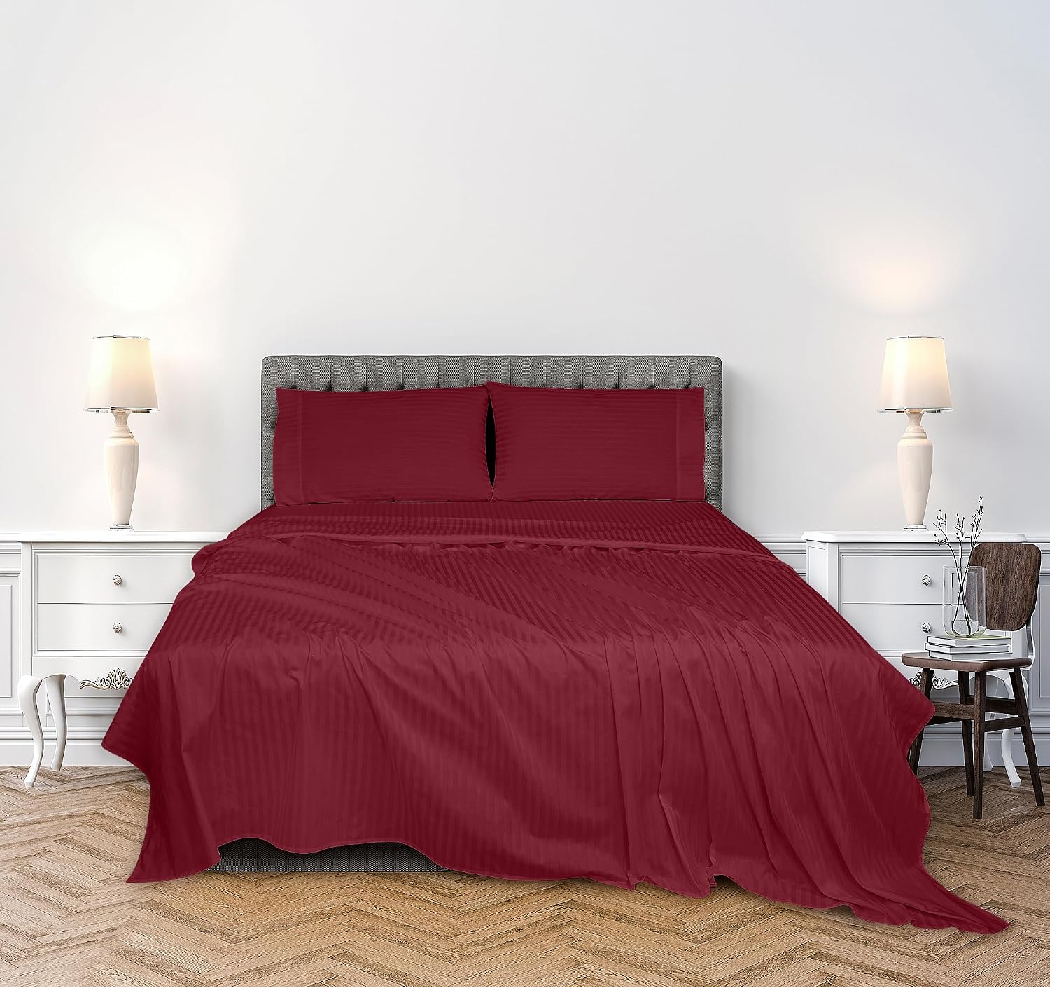 Royalelinens ROYALE LINENS 300 Thread Count 100% Long Staple Combed Cotton Printed Sheet Set - 3 Piece Twin Bed Sheets - 1 Fitted, 1 Flat &…