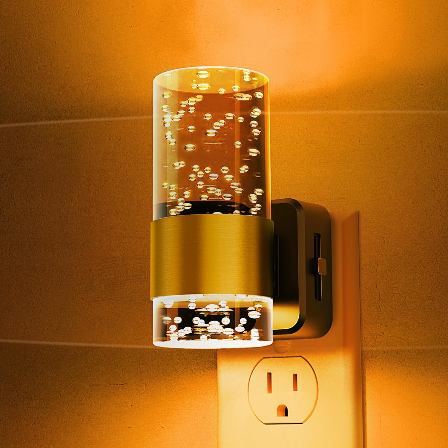 Night Light, 1-Pack Modern Night Lights Plug into Wall, Dimmable Amber Night Light with Auto Light Sensor, Wall Sconce-style Design…
