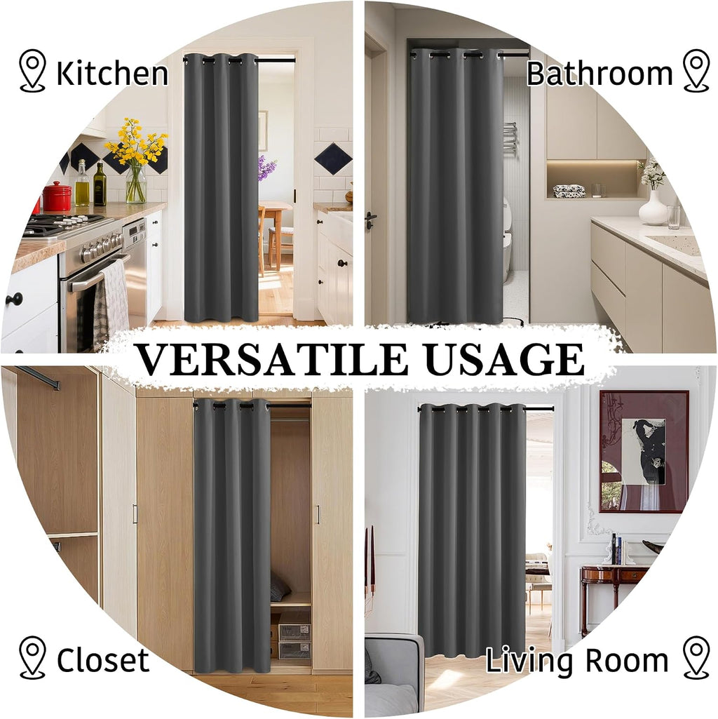 Rybhome RYB HOME 100% Blackout Door Curtain for Doorway/Open Closet, Privacy Temporary Door for Bedroom/Kitchen/Laundry/Patio, Thermal Insu…