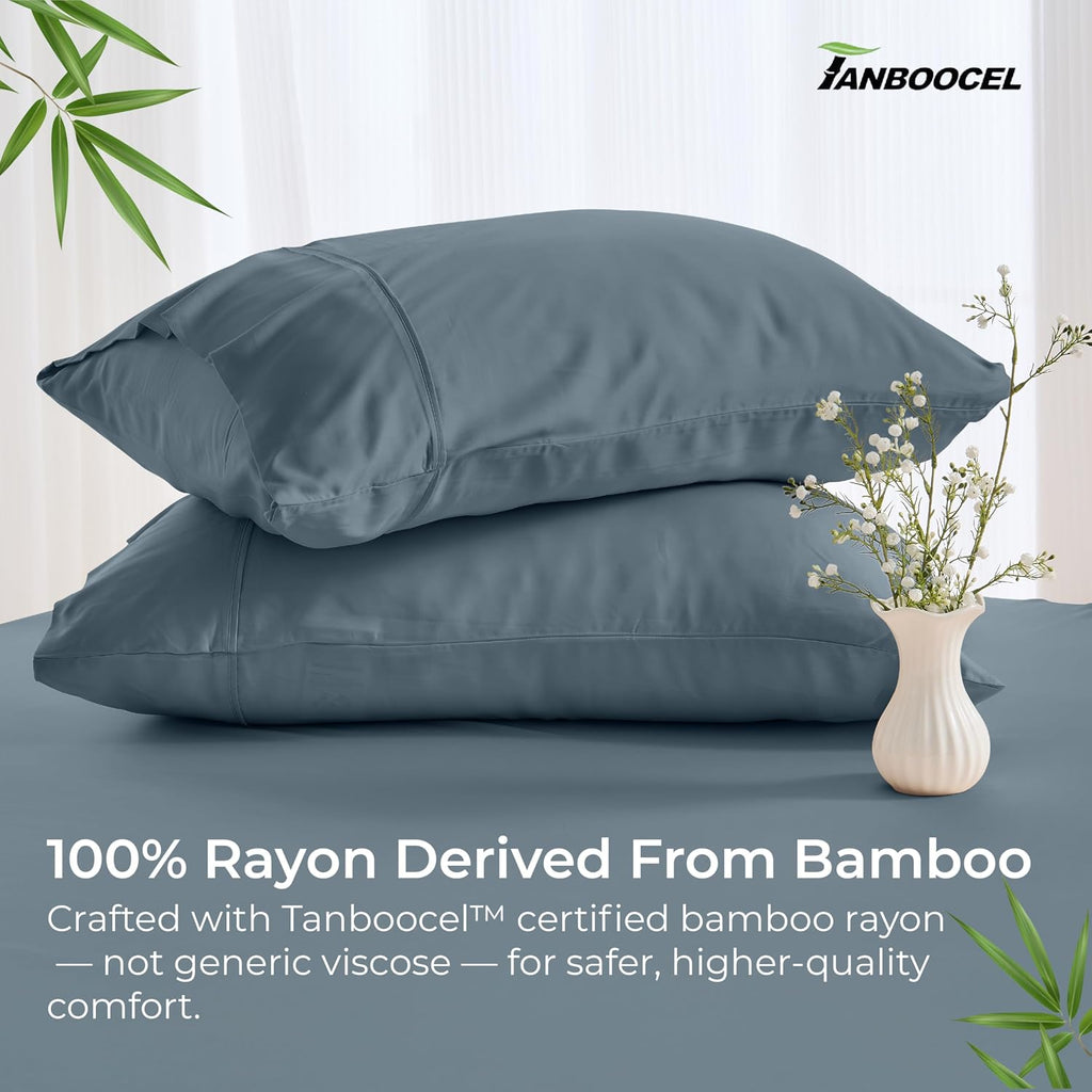 GOKOTTA Envelope Pillow Cases King Size 2 Pack, 100% Rayon Made from Bamboo Cooling Pillowcases Soft and Silky for Hair and Face (20"*40")