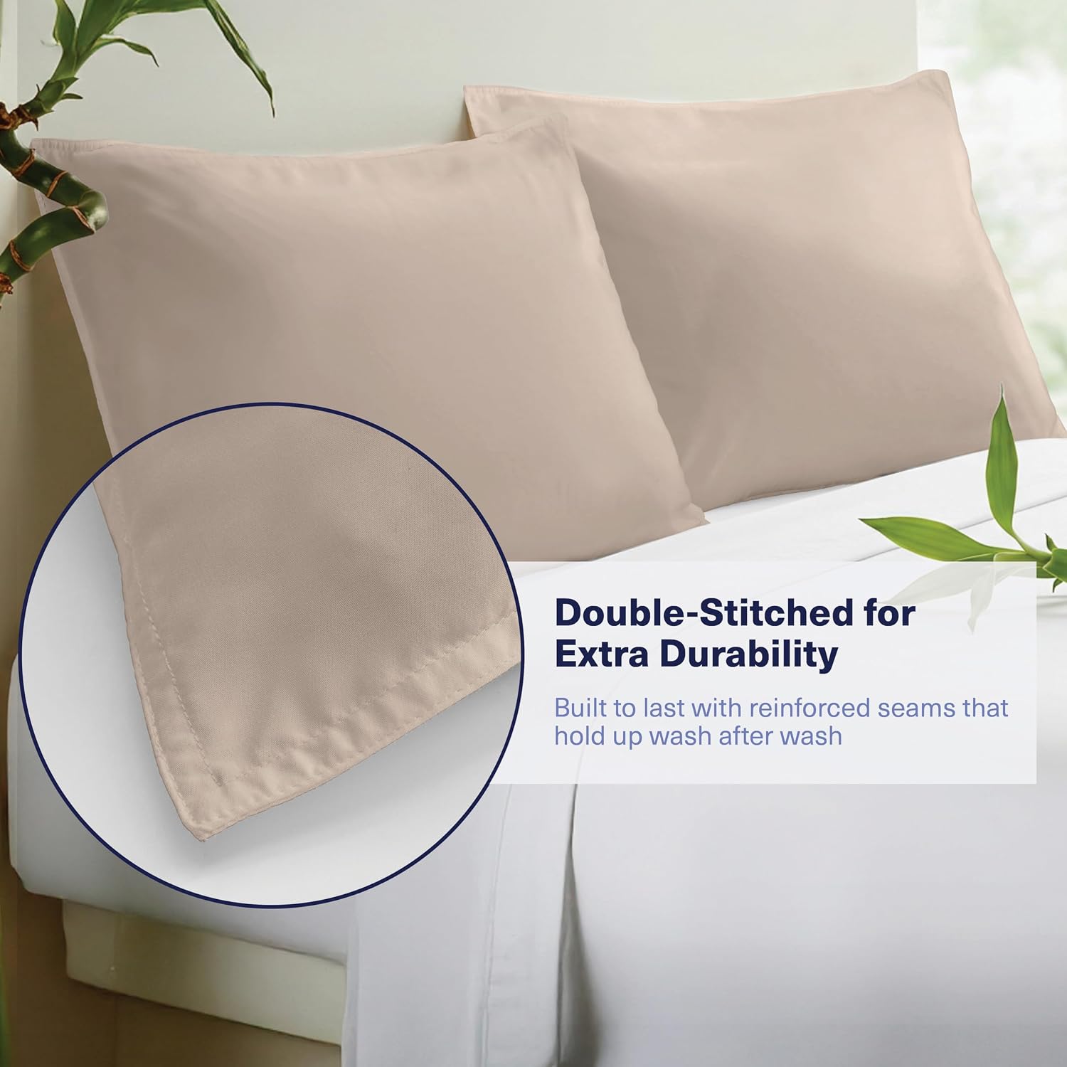 KickoffHome Kickoff Viscose Bamboo Pillowcase, Queen, Set of 2, 100% Organic Hidden Zippered Viscose Bamboo Pillow Case Queen Size, Cooling…
