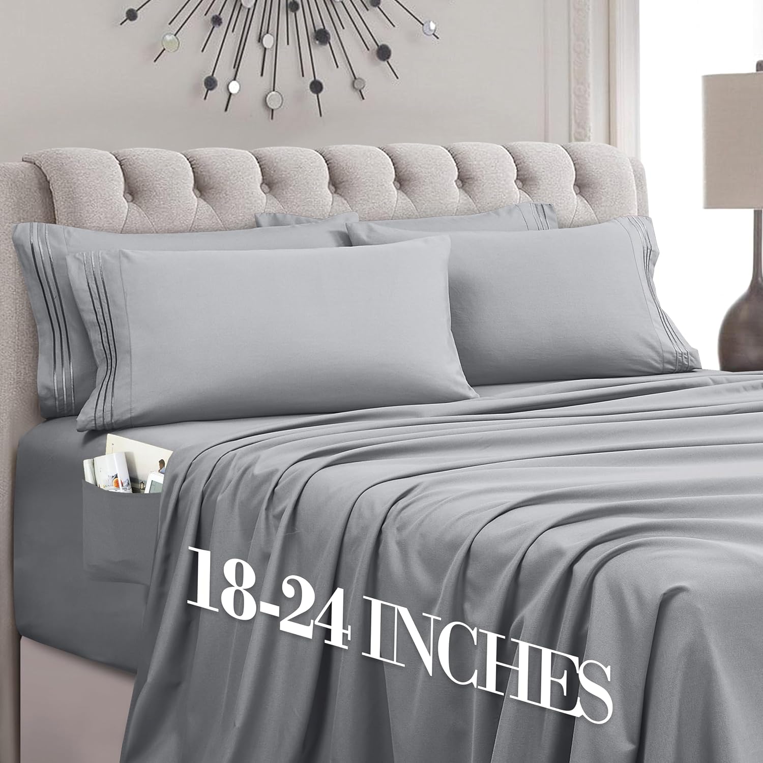 MocassiLuxuryBedding Mocassi Luxury 4-Piece Sheet Set, Ultra Soft 1800 Hotel Quality Microfiber Sheet Set, Fits Mattresses Up to 18 to 24 I…