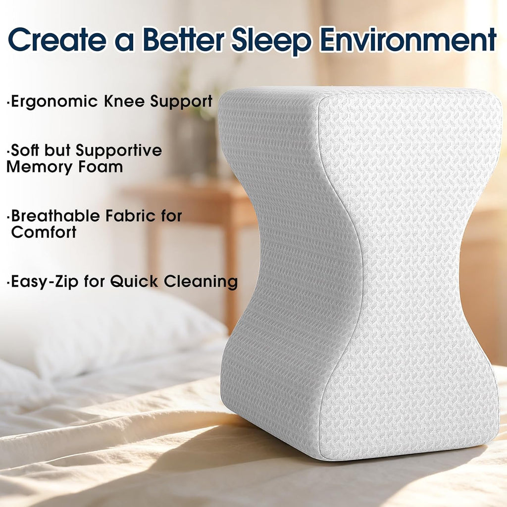 BlissTrends Memory Foam Knee Pillow, Knee Pillow for Side Sleepers, Leg Pillows for Sleeping Blood Circulation, Elevation Pillow for…